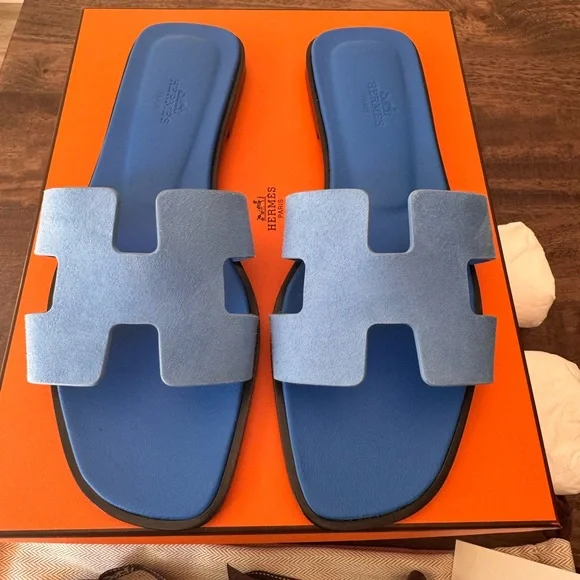 Hermes Oran Sandals Bleu Cameo - Picture 2 of 10
